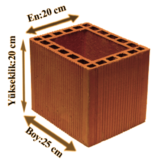 Çetin Tuğla - 250 x 200 x 200 mm Ebatlarında Kare Baca Tuğlası