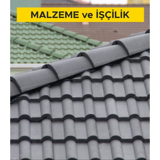 Demir oksit boyalı üzeri renkli sırla kaplanmış perlitli beton kiremitler ile çatı örtüsü yapılması (çift latalı sistem) (Malzeme Dahil)