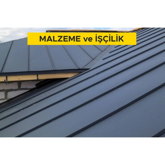 Ahşap çatı üzerine 0,70 mm kalınlıkta düz alüminyum levha (EN AW 3003 Al- Mn1 Cu) ile çatı örtüsü yapılması (Malzeme Dahil)