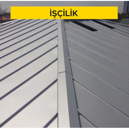 Techizatlı hazır beton plakla yapılmış mevcut döşemesi üzerine 0.50 mm kalınlıkta sıcak daldırma galvanizli düz sac ile çatı örtüsü yapılması. (Malzeme Hariç) (İşçilik)