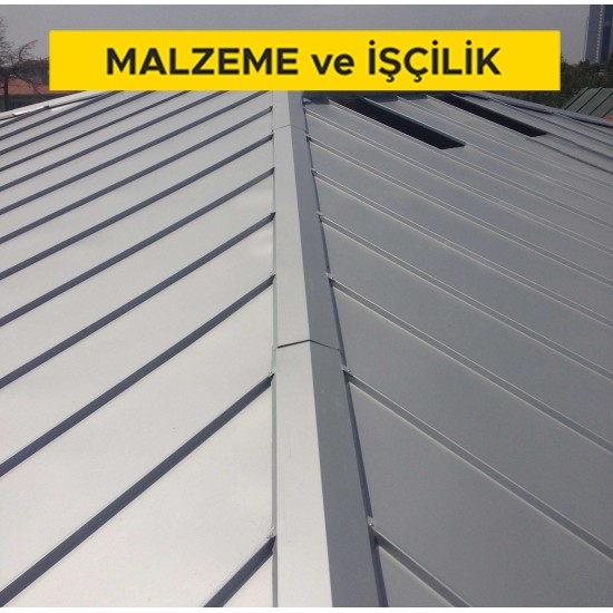 Techizatlı hazır beton plakla yapılmış mevcut döşemesi üzerine 0.50 mm kalınlıkta sıcak daldırma galvanizli düz sac ile çatı örtüsü yapılması. (Malzeme Dahil)