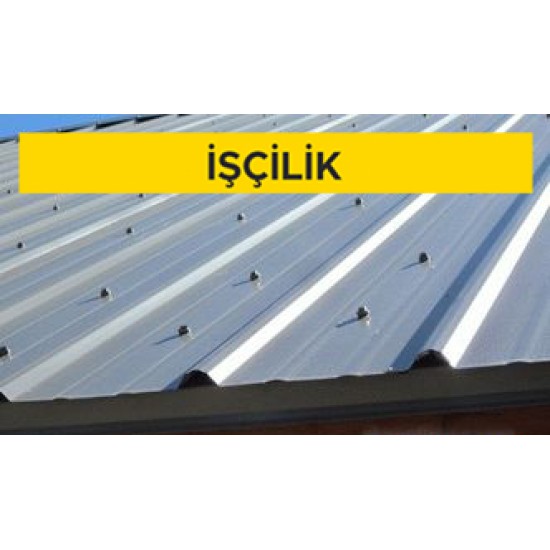 Çelik veya ön yapımlı betonarme kiriş üzerine 0.50 mm kalınlıkta sıcak daldırma galvanizli oluklu/trapez sac ile çatı örtüsü yapılması. (Malzeme Hariç) (İşçilik)