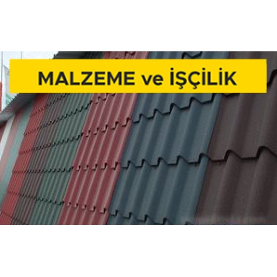 Betonarme veya teçhizatlı hazır (hafif veya normal agrega ile) beton plaklarla yapılmış mevcut çatı döşemesi üzerine her renkte oluklu bitümlü levhalarla çatı örtüsü yapılması (KATEGORİ R?1400 N/M²) (Yangın Sınıfı Broof) (Malzeme Dahil)