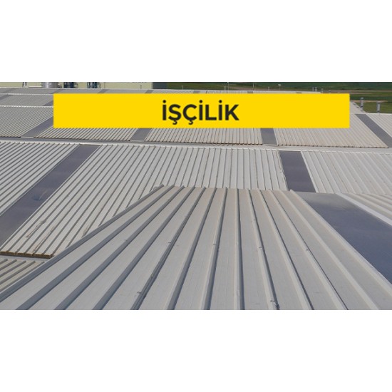 Mevcut çelik aşıklar üzerine, 60 mm taşyünü yalıtımlı (üstü 1.50 mm kalınlıkta TPO membranlı, altı 0.60 mm kalınlıkta boyalı galvanizli sac) çatı paneli ile çatı örtüsü yapılması. (Malzeme Hariç) (İşçilik)