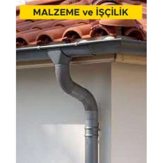 10 no'lu çinko levhadan 80 mm çapında düşey yağmur borusu yapılması ve yerine tespiti. (Malzeme Dahil)