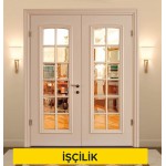 Ahşaptan camlı çarpma iç kapı kanadı yapılması ve yerine konulması (Malzeme Hariç) (İşçilik)