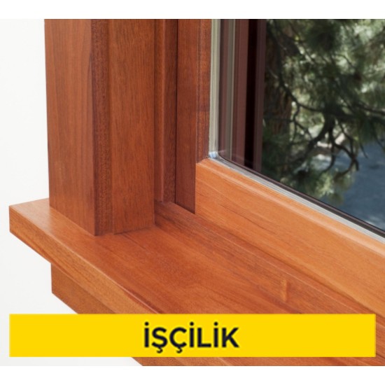 Ahşap doğramaya çıta ile 6+6 mm kalınlıkta 12 mm ara boşluklu ilk camı ısı kontrol kaplamalı çift camlı pencere ünitesi takılması (Malzeme Hariç) (İşçilik)