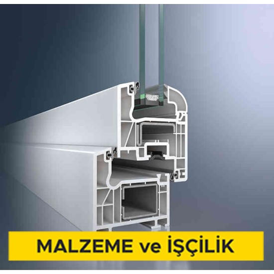 PVC ve alüminyum doğramaya profil ile 3+3 mm kalınlıkta 12 mm ara boşluklu çift camlı pencere ünitesi takılması (Malzeme Dahil)