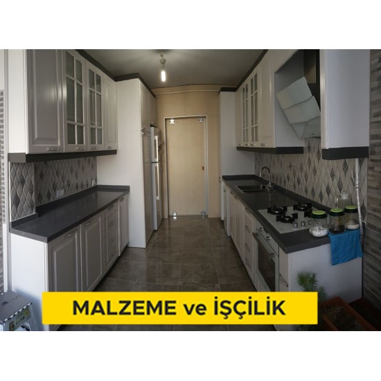 Tip ahşap mutfak tezgah üstü dolabı yapılması ve yerine monte edilmesi (3,04x0,80)=2,46m² (Malzeme Dahil)