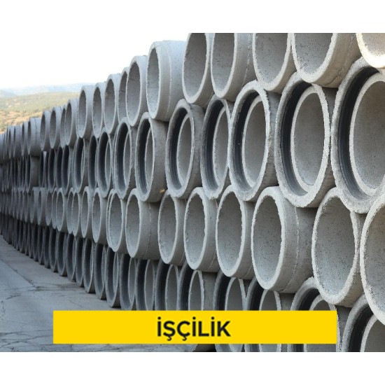 Ø 300 mm iç çaplı 45-50 mm kalınlığında 1500 mm uzunluğunda entegre contalı beton boru döşenmesi (Malzeme Hariç) (İşçilik)