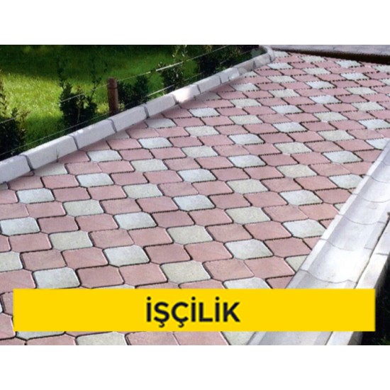 10 cm yüksekliğinde beyaz çimentolu buhar kürlü beton parke taşı ile döşeme kaplaması yapılması (her ebat, renk ve desende) (Malzeme Hariç) (İşçilik)