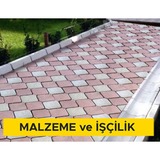 10 cm yüksekliğinde beyaz çimentolu buhar kürlü beton parke taşı ile döşeme kaplaması yapılması (her ebat, renk ve desende) (Malzeme Dahil)