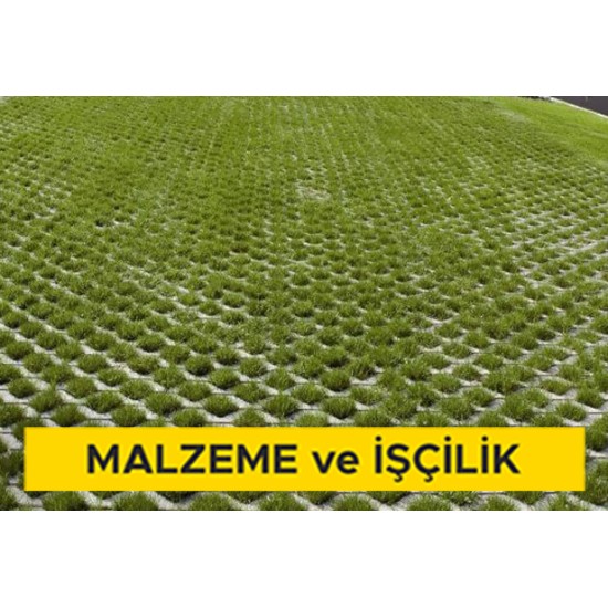 10 cm yüksekliğinde beyaz çimentolu buhar kürlü beton çim taşı ile döşeme kaplaması yapılması (her ebat, renk ve desende) (Malzeme Dahil)