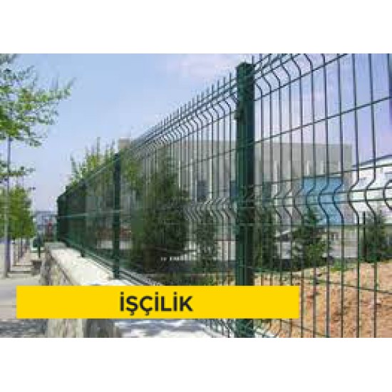 1,00 mt yükseklikte, Ø 4,5 mm çapında 50 x 150 mm göz aralıklı min. 2 bükümlü sıcak daldırma galvaniz üzeri elektrostatik polyester toz boyalı panel teller ile çit yapılması (Direk aralığı 2,5 m olacak şekilde duvar üzeri uygulama) (Malzeme Hariç) (İşçili