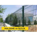 1,00 mt yükseklikte, Ø 4,5 mm çapında 50 x 150 mm göz aralıklı min. 2 bükümlü sıcak daldırma galvaniz üzeri elektrostatik polyester toz boyalı panel teller ile çit yapılması (Direk aralığı 2,5 m olacak şekilde duvar üzeri uygulama) (Malzeme Dahil)