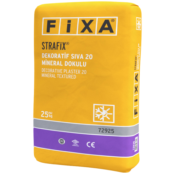 Fixa Yapı Kimyasalları - Strafix Dekoratif Sıva 20 - Mineral Dokulu - Beyaz(Kalın)