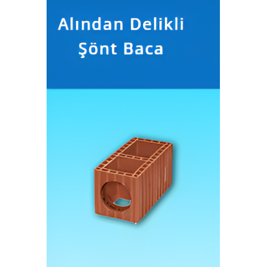Kudret Tuğla - Alından Delikli Şönt Baca Tuğlası - 400 x 190 x 190 mm Ebatlarında