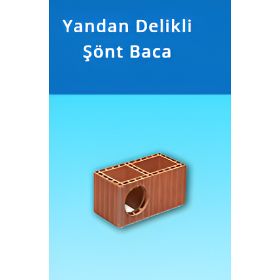 Kudret Tuğla - Yandan Delikli Şönt Baca Tuğlası - 400 x 190 x 190 mm Ebatlarında