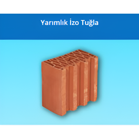 Kudret Tuğla - Yarımlık Petek İzolasyon Tuğlası - 190 mm Yüksekliğinde Düşey Delikli İzo Tuğla