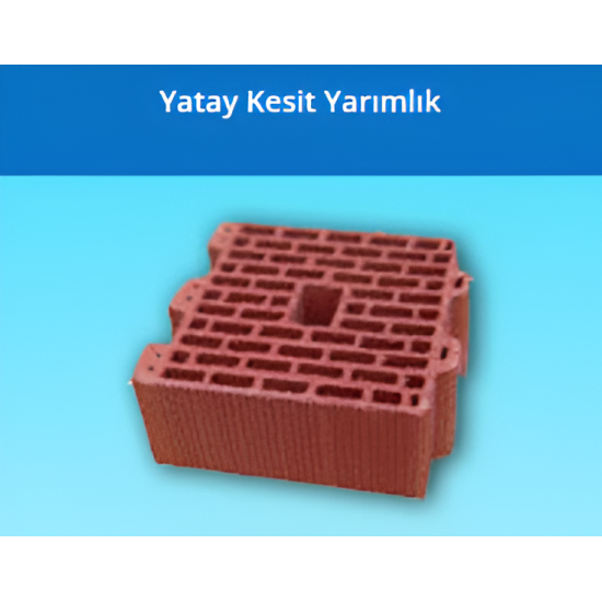 Kudret Tuğla - Yatay Kesit Yarımlık Düşey Delikli Başlama Tuğlası
