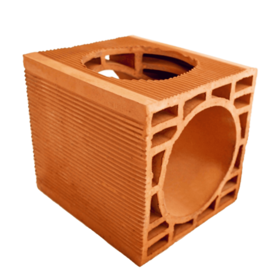 Zümrüt Kiremit Tuğla - Yuvarlak Baca Tuğlası - 190 x 190 x 190 mm Ebatlarında