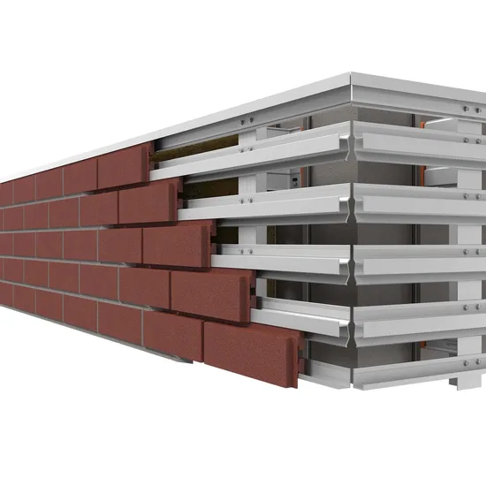 Kırmızı Renkte, 16-30 mm Kalınlıkta, Yüzey Alanı ≤ 0.15 m² Giydirme Cephe Tuğlası