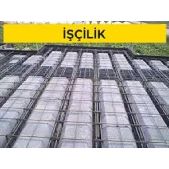 20 cm yüksekliğindeki bimsbeton asmolen blokları ile asmolen döşeme yapılması (min. 400 kg/m³) (Malzeme Hariç) (İşçilik)