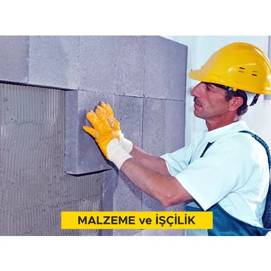 5 cm kalınlığındaki ekstrüde polistren köpük levha üzerine alçıpan levha yapıştırarak duvarda ısı yalıtımı yapılması (kat yüksekliği 3,5 m’den az olan duvarlarda kullanılmak üzere) (Malzeme Dahil)