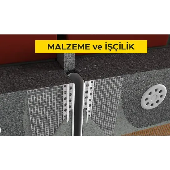 3 cm ile 5 cm (5 cm dahil) arası dilatasyon açıklıkları için kauçuk nem bariyerli pvc esaslı dilatasyon profilinin (fileli) temini ve yerine tespit edilmesi (Malzeme Dahil)