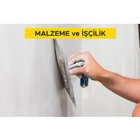 Perlitli sıva alçısı ve saten alçı ile kaplama yapılması (Beton, tuğla duvar vb. yüzeylere) (Malzeme Dahil)
