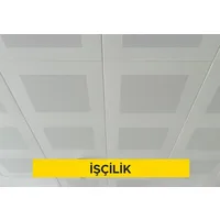 30x30cm ebadında 0,50mm kalınlığında minimum 20 mikron elektrostatik toz boyalı (polyester esaslı) arka yüzü akustik kumaş kaplı delikli alüminyum plakadan (EN AW 3000 serisi) oturmalı sistem asma tavan yapılması (Malzeme Hariç) (İşçilik)