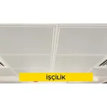 60x60cm ebadında 0,50mm kalınlığında minimum 20 mikron elektrostatik toz boyalı (polyester esaslı) delikli sıcak daldırma galvanize sac plakadan sarkmalı sistem asma tavan yapılması (Malzeme Hariç) (İşçilik)