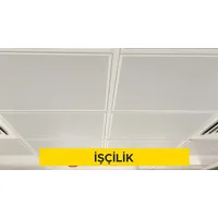 60x60cm ebadında 0,50mm kalınlığında minimum 20 mikron elektrostatik toz boyalı (polyester esaslı) delikli sıcak daldırma galvanize sac plakadan sarkmalı sistem asma tavan yapılması (Malzeme Hariç) (İşçilik)
