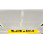 60x60cm ebadında 0,50mm kalınlığında minimum 20 mikron elektrostatik toz boyalı (polyester esaslı) delikli sıcak daldırma galvanize sac plakadan sarkmalı sistem asma tavan yapılması (Malzeme Dahil)