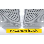 100 mm eninde 0,70 mm kalınlığında minimum 20 mikron polyester esaslı rulo boyama sistemi ile boyanmış alüminyum lameller ile 20 mm derz çıtalı asma tavan yapılması (Malzeme Dahil) 100 mm eninde 0,70 mm kalınlığında minimum 20 mikron polyester esaslı rulo boyama sistemi ile boyanmış alüminyum lameller ile 20 mm derz çıtalı asma tavan yapılması (Malzeme Dahil)