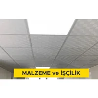 60 x 60 cm ebatlarında sert PVC den yapılmış her renk ve desende asma tavan karoları ile asma tavan yapılması (Malzeme Dahil)