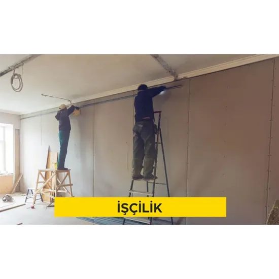 Alçı levha ile tek iskeletli giydirme duvar yapılması (Tek Tavan C 60 profil - 60 cm aks aralığı) (12,5 mm tek kat su emme oranı azaltılmış alçı levha ile) (Malzeme Hariç) (İşçilik) Alçı levha ile tek iskeletli giydirme duvar yapılması (Tek Tavan C 60 profil - 60 cm aks aralığı) (12,5 mm tek kat su emme oranı azaltılmış alçı levha ile) (Malzeme Hariç) (İşçilik)
