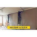 Alçı levha ile tek iskeletli giydirme duvar yapılması (Tek Duvar C 75 profil - 60 cm aks aralığı) (12,5 mm tek kat standart alçı levha ile) (Malzeme Dahil)