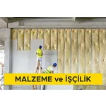 Alçı levhalar ile tek iskeletli bölme duvar yapılması (Duvar C 100 profil - 60 cm aks aralığı) (her iki yüzünde tek kat 15 mm su emme oranı azaltılmış alçı levha ile) (Malzeme Dahil)