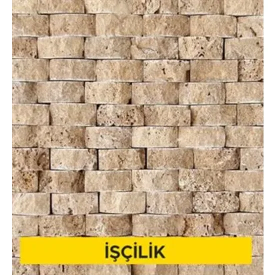 Her renk, boyut, şekil ve desende fileli (file üzerine dizilmiş) doğal taş mozaikler (derzsiz - patlatma yüzeyli) ile derzsiz duvar ve cephe kaplaması yapılması. (Malzeme Hariç) (İşçilik)