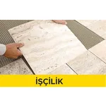 40 x 40 cm anma ebatlarında, her türlü renk, desen ve yüzey özelliğinde, I.kalite, mat, sırsız porselen karo ile 3 mm derz aralıklı döşeme kaplaması yapılması (karo yapıştırıcısı ile) (Malzeme Hariç) (İşçilik)
