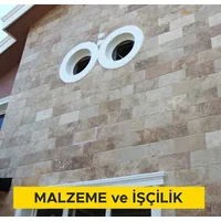 2 cm kalınlığında koyu renkli traverten levha ile duvar kaplaması yapılması (2cmx30-40-50cmxserbest boy) (honlu veya cilalı) (Malzeme Dahil)