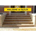 Koyu renkli traverten levha ile merdiven basamağı kaplaması yapılması (basamak 3 cm, rıht 2 cm kalınlığında) (honlu veya cilalı) (Malzeme Dahil)