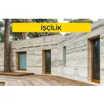 3 cm kalınlığında açık renkli traverten levha ile dış denizlik yapılması (3cmx30-40- 50cmxserbest boy) (honlu veya cilalı) (Malzeme Hariç) (İşçilik)