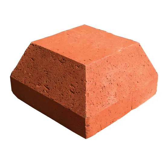 Çenesizler Toprak - Kiremit Tuğla - Büyük Pres Tuğla 45º Dış Köşe Dönüş - 215 x 215 x 102 mm Ebatlarında Pres Tuğla