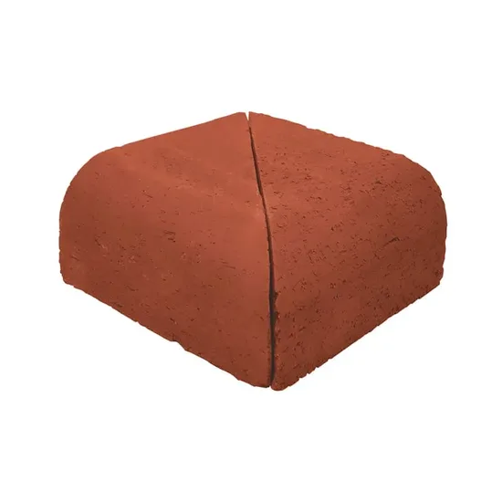 Çenesizler Toprak - Kiremit Tuğla - Büyük Pres Tuğla Çift Oval İç Köşe Dönüş - 215 x 215 x 102 mm Ebatlarında Pres Tuğla