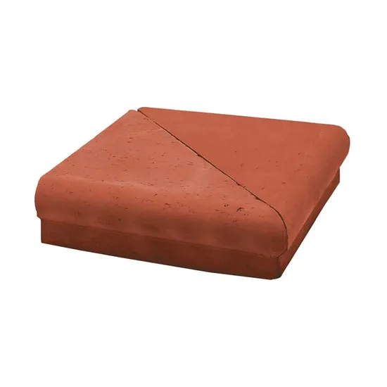 Çenesizler Toprak - Kiremit Tuğla - Basamak Elemanı Dış Köşe Dönüş - 210 x 210 x 50 mm Ebatlarında