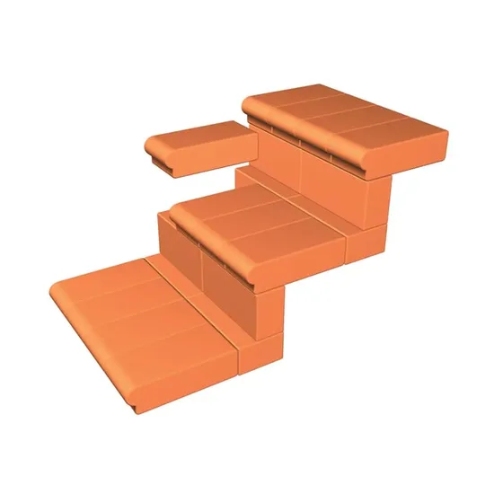Çenesizler Toprak - Kiremit Tuğla - Basamak Elemanı (Dolu) - 210 x 105 x 50 mm Ebatlarında