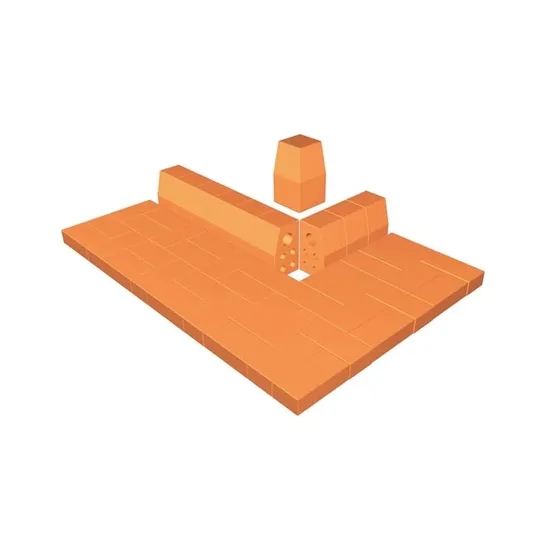 Çenesizler Toprak - Kiremit Tuğla - Bordür Tuğla İnce Dış Köşe Dönüş İki Parça - 125 x 210 x 102 mm Ebatlarında