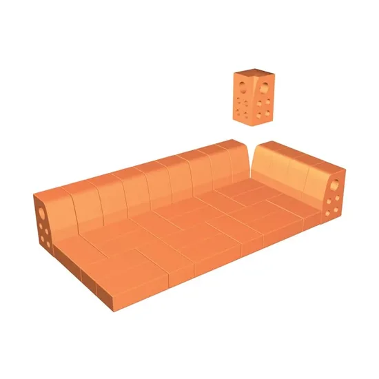 Çenesizler Toprak - Kiremit Tuğla - Çim Bordür İç Köşe Dönüş - 125 x 125 x 210 mm Ebatlarında